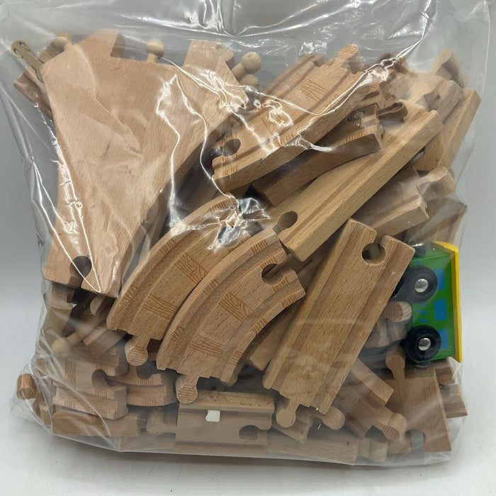 2 Gallon Bag Of Assorted Wooden Trains & Tracks