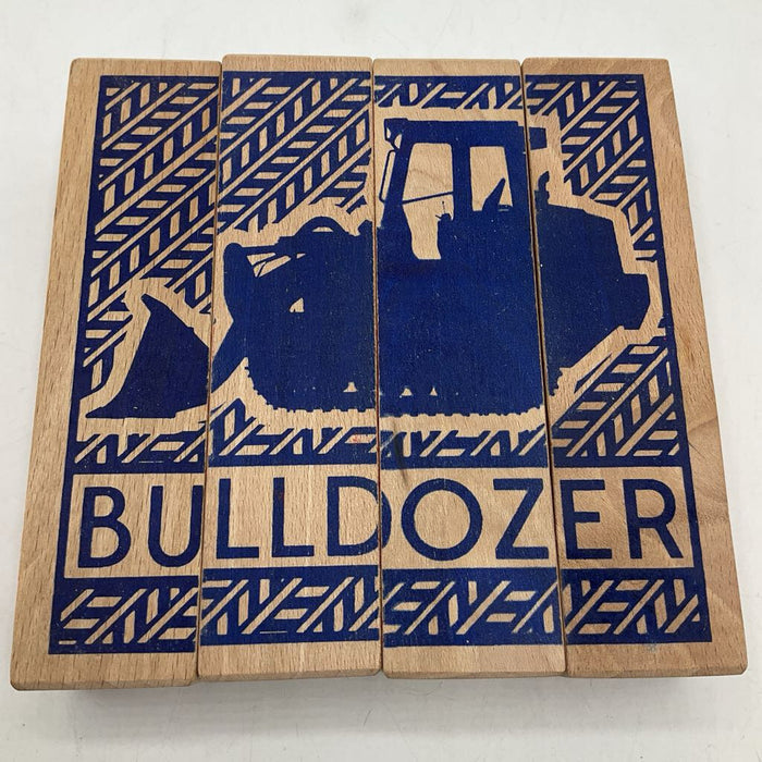 4pc Wooden Construction Vehicle Puzzle Blocks