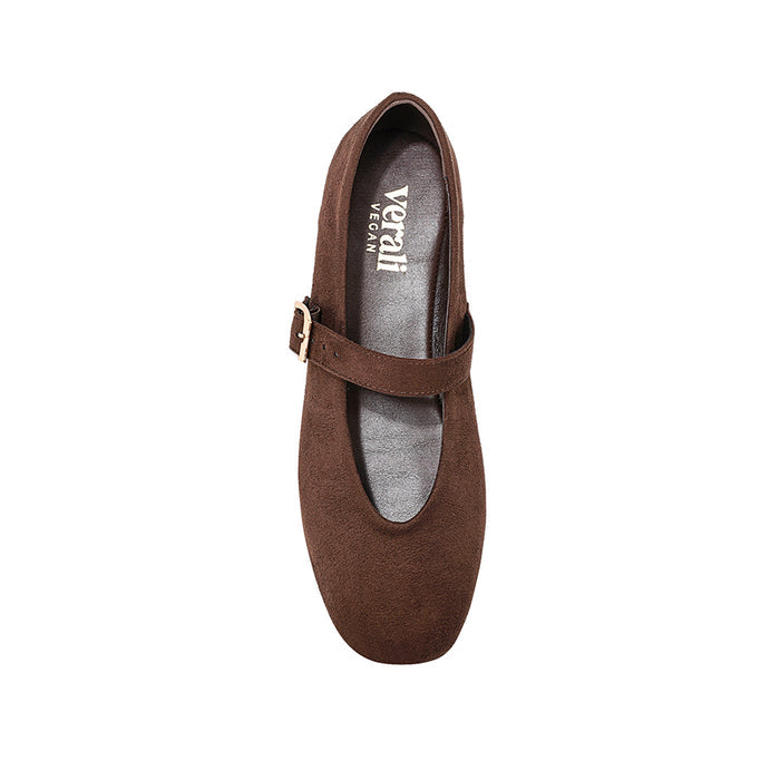 Alaska Mary-Jane Flats - Chocolate Brown Micro