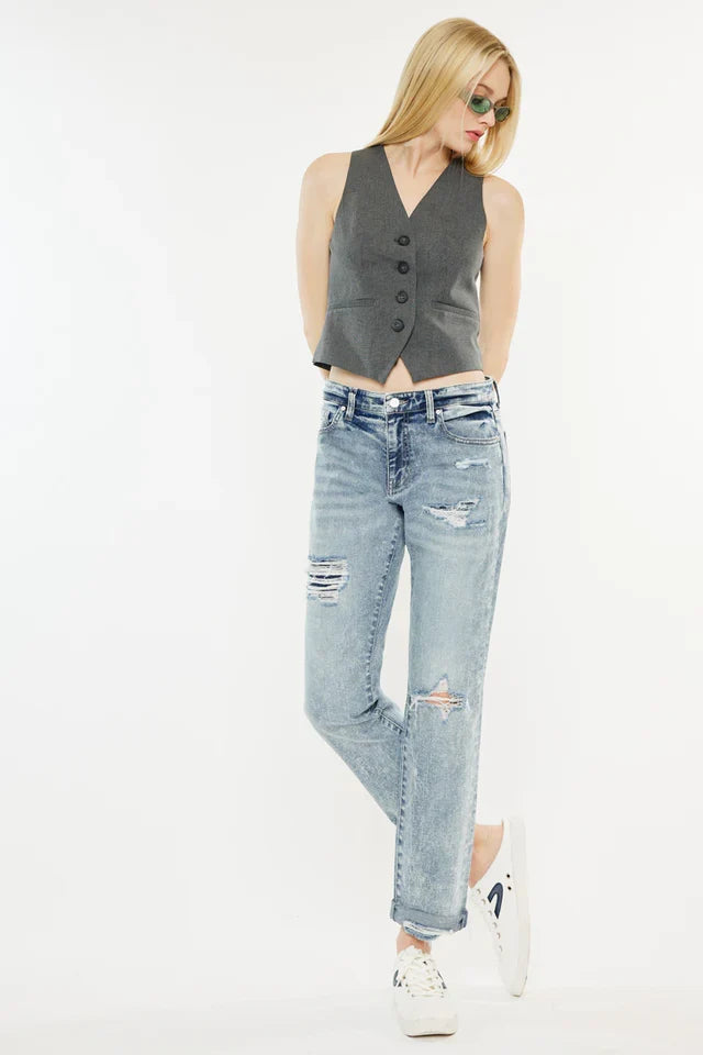 Alena Mid Rise Slim Boyfriend Jeans Jeans Kancan- Tilden Co.