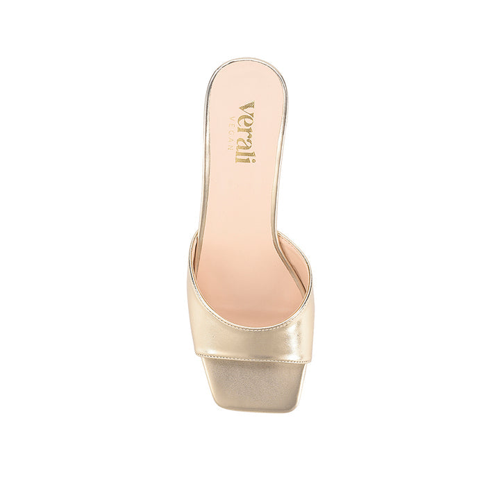 Alyssa Kitten Heel Mules - Champagne Gold