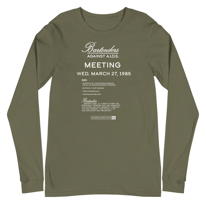 Archive 82: Bartenders Against AIDS Gender Neutral Long Sleeve Tee