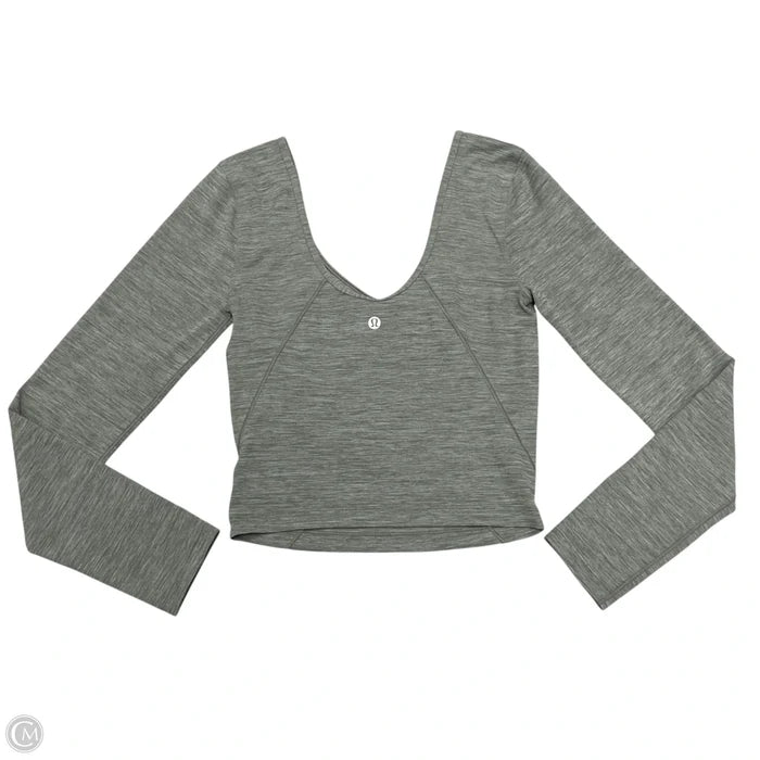 Athletic Top Long Sleeve Collar By Lululemon In Grey, Size: S