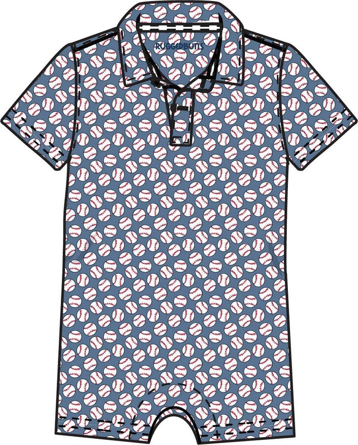 Baby Boys Home Run Performance Polo Romper - Premium Baby & Toddler Outfits from RuffleButts + RuggedButts - Just $42.95! Shop now at Pat's Monograms