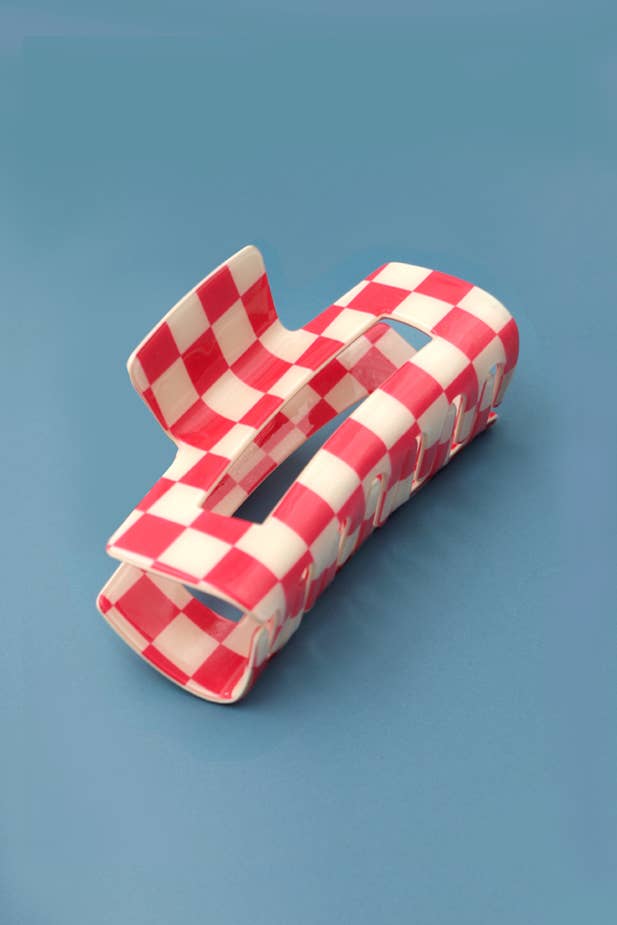 Checkered Resin Hair Claw Clip| 40H664 JOSSLYN by wall to wall- Tilden Co.