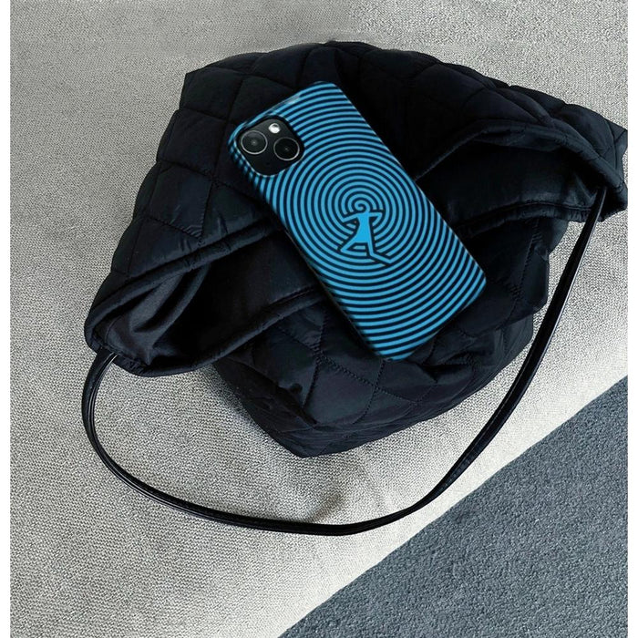 Front view of Circle Dance Case. Features dynamic interlocking circles on soft resilient premium silicone.