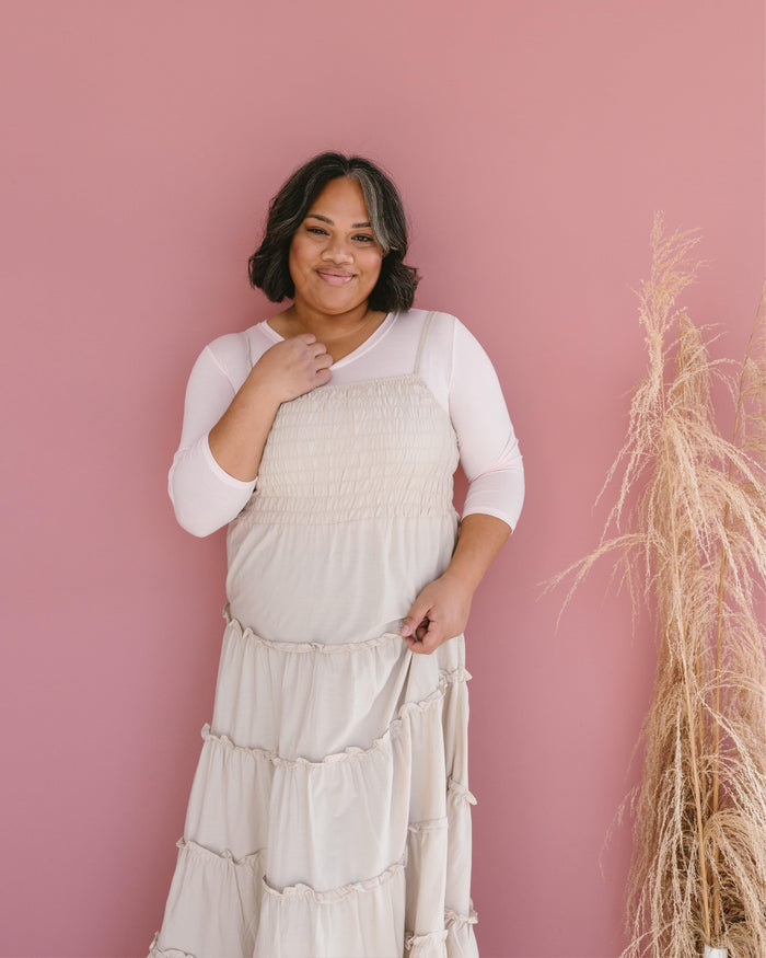 Crew Neck 3/4 Sleeve Halftee Layering Top HALFTEE Layering Fashions- Tilden Co.
