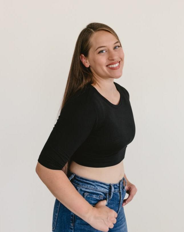 Crew Neck Elbow Sleeve Halftee Layering Top HALFTEE Layering Fashions- Tilden Co.