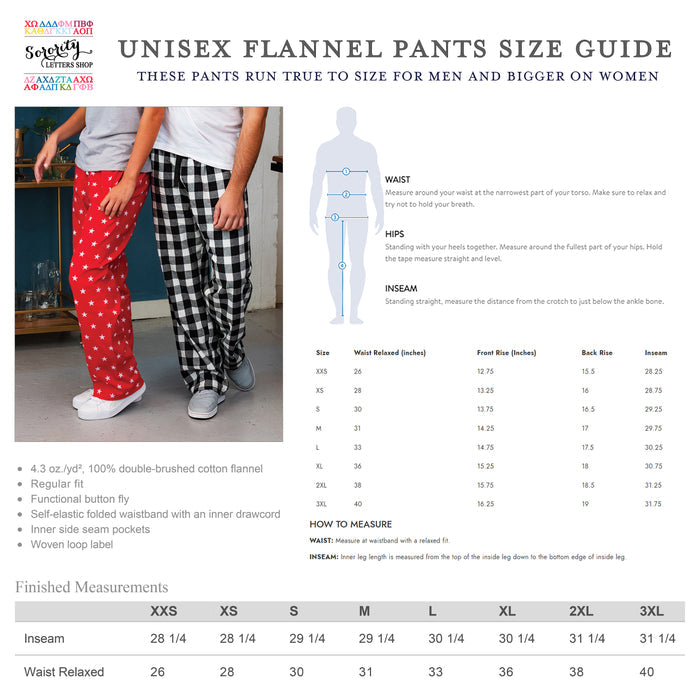 Delta Delta Delta Flannel Pants - Tri Delta Sorority Printed Pj Pants
