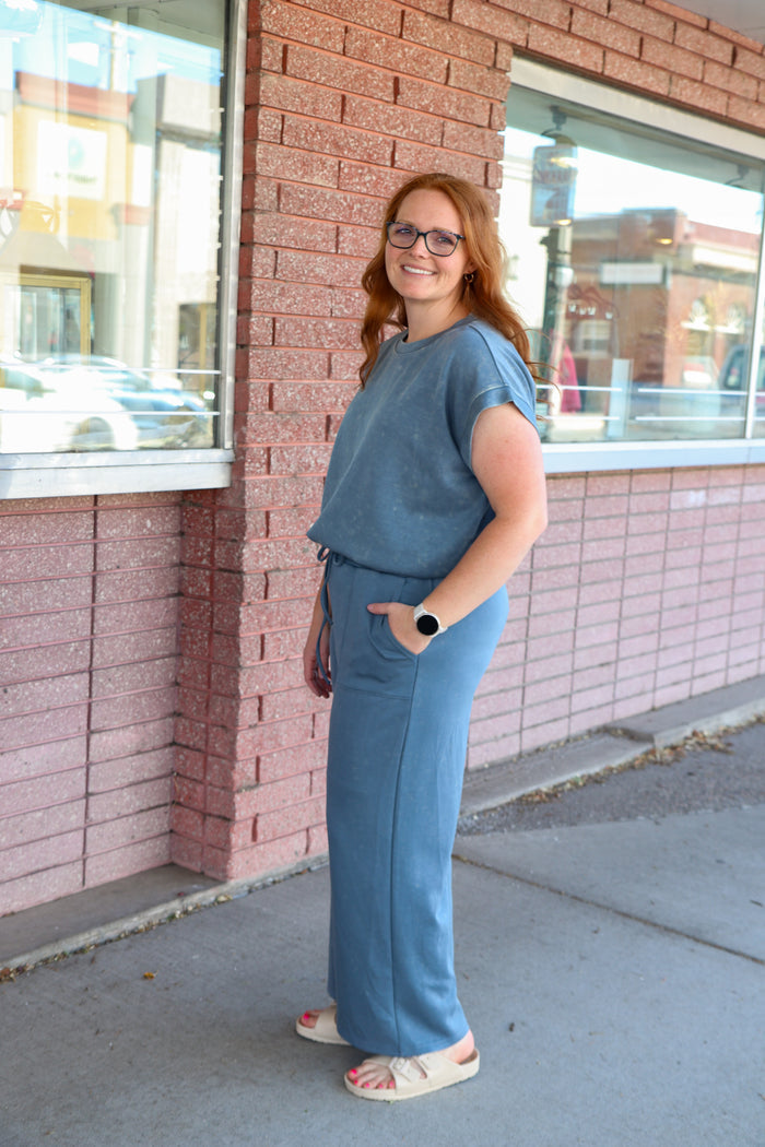 Denim Mineral Wash Top T-Shirt Sewn and Seen- Tilden Co.