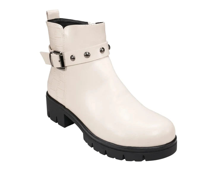 Georgia Off White Booties Boot Good Choice Shoes- Tilden Co.