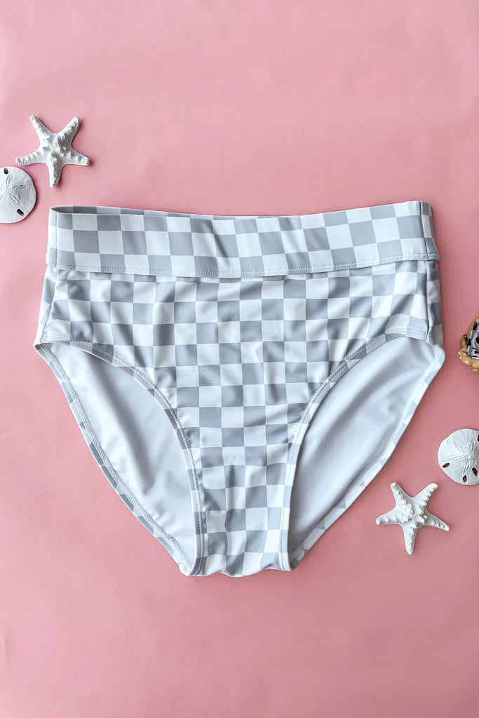 Grey & White Checkered Swim Bottoms Swim Bottom Mack and Mal- Tilden Co.