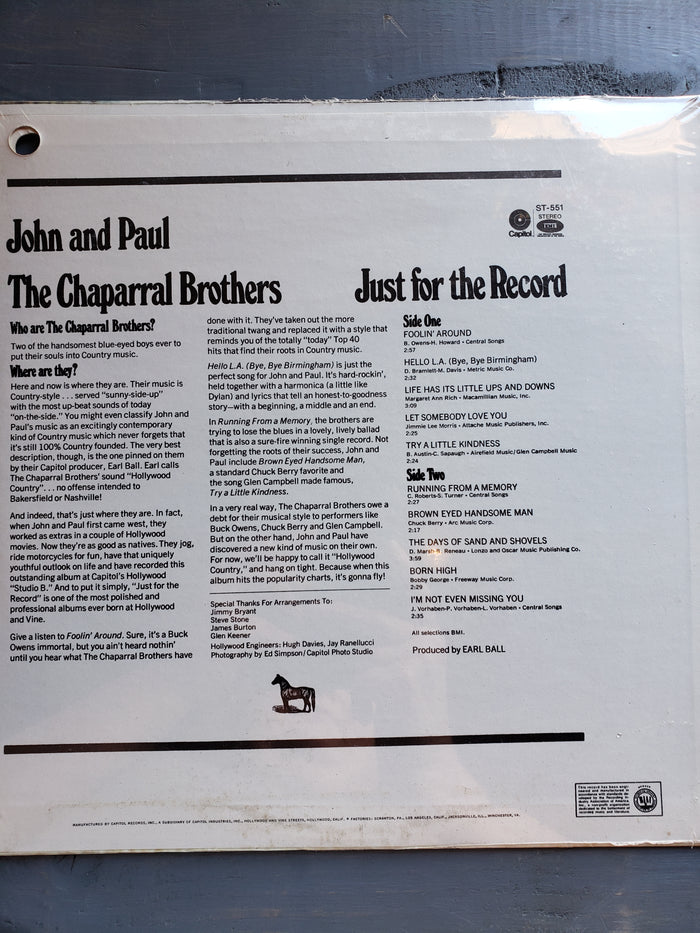 John and Paul, The Chaparral Brothers Just For the Record