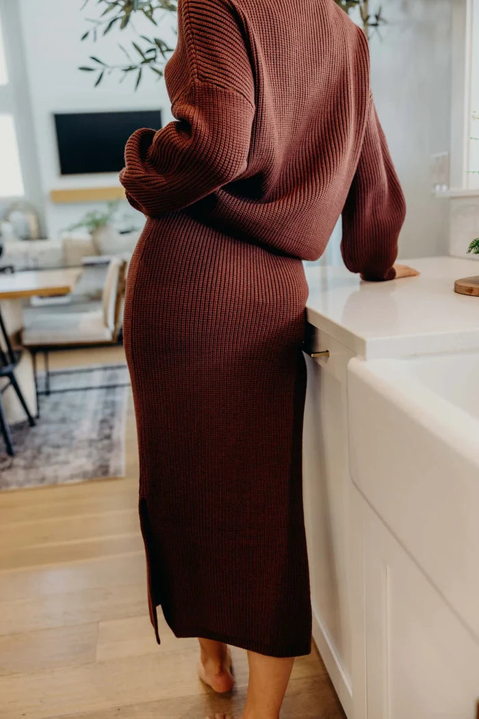 Midi Sweater Skirt in Maple Midi Skirt Mikarose- Tilden Co.