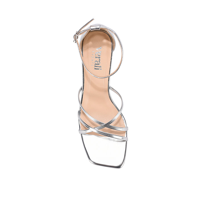 Nelly Block Heel Sandals - Silver