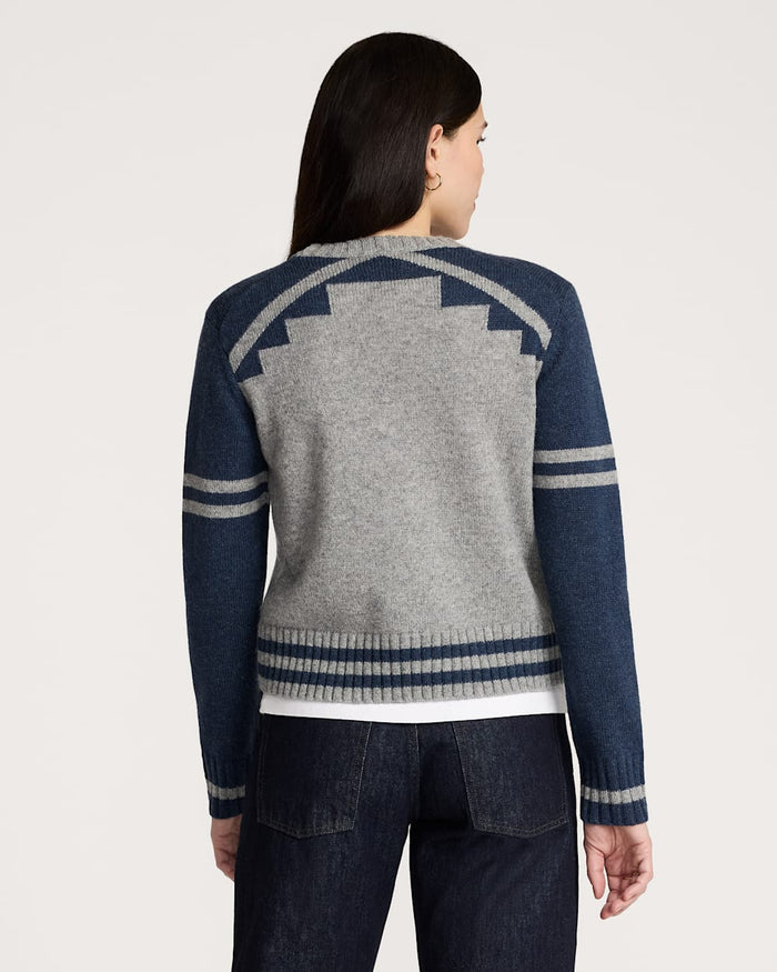 Pendleton Women's Graphic Shetland Crew Sweater in Grey Blue Heather