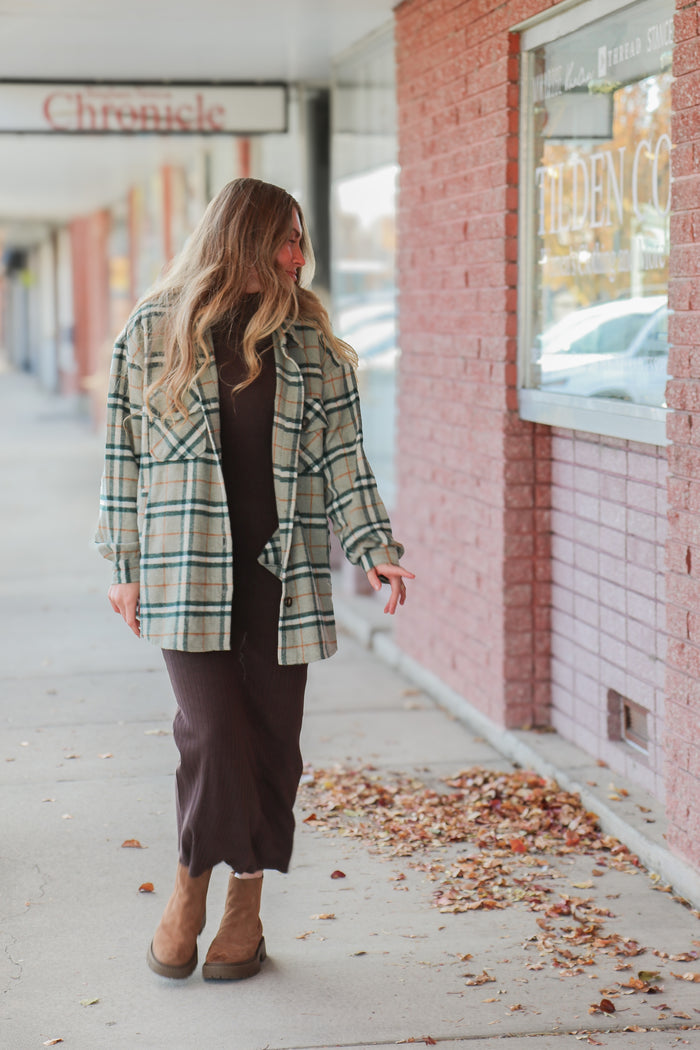 Plus Size - Plaid Button Down Shacket Shacket Active Basic | Active USA- Tilden Co.