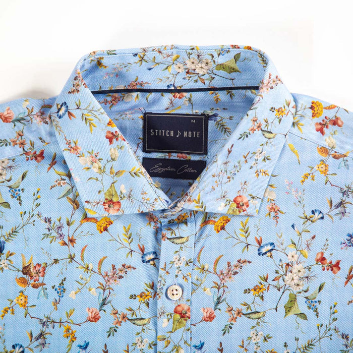 Printed Long Sleeve - Multi Color Flower, Leaves, Stems Allover