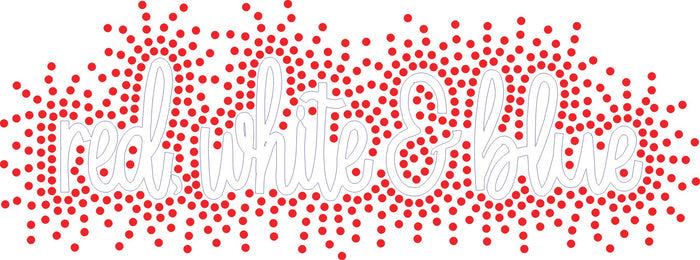 Red, White & Blue Satin Stitch Embroidery Design w/10 ss Rhinestone Template