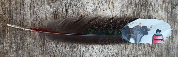 Rodeo Clown Painted Turkey Feather