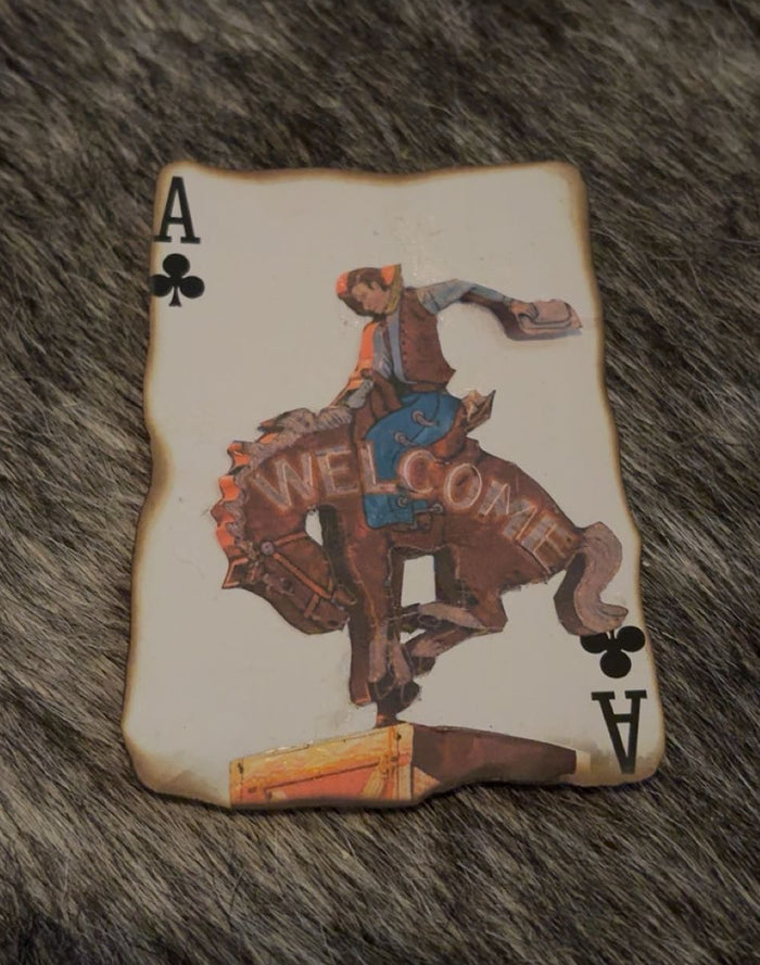 Rodeo Cowboy Bar Sign Burnt Single Hat Card