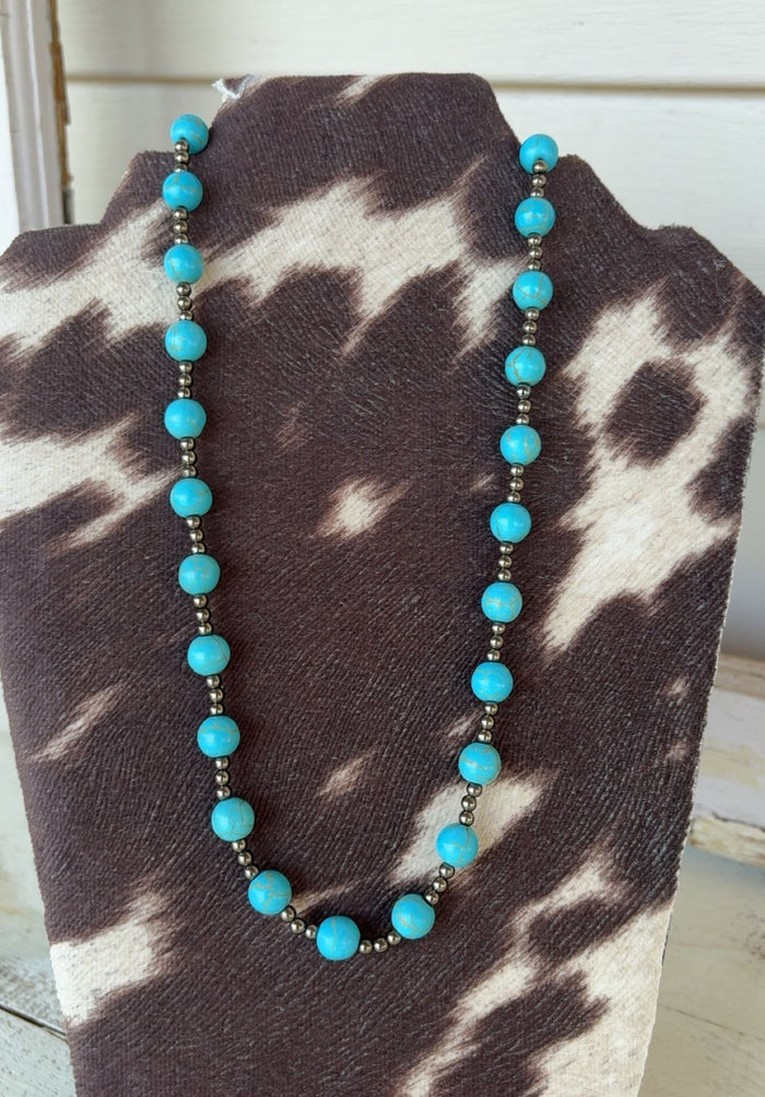 Round Turquoise Dangle Necklace