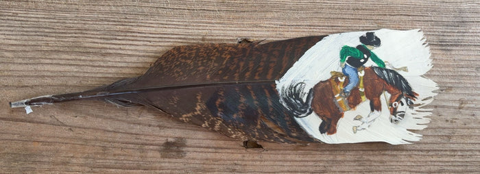Saddle Bronc Riding - Short - Painted Turkey Feather