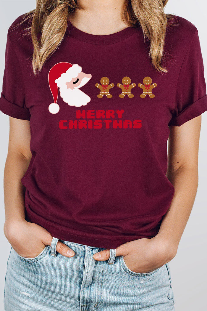 Santa Eating Gingerbread Men Christmas Graphic Tee - Final Sale (S & L Left) T-Shirt Kissed Apparel- Tilden Co.