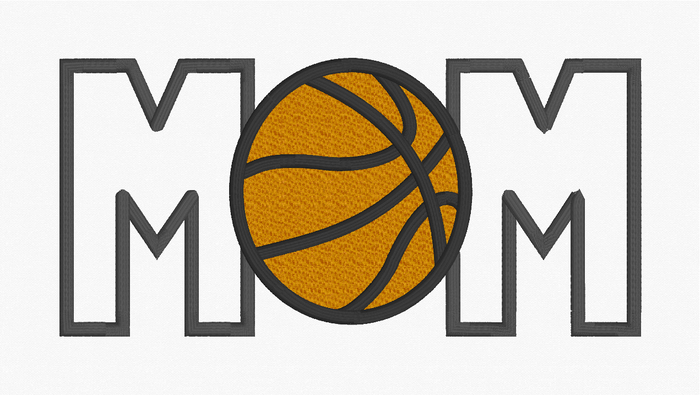 Sequin Applique Basketball Mom Embroidery Design