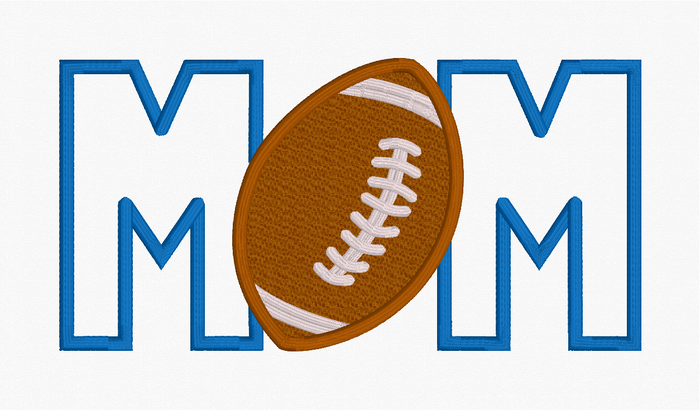 Sequin Applique Football Mom Embroidery Design