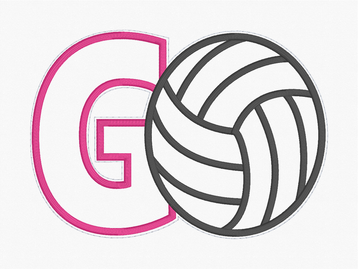 Sequin Applique Volleyball Embroidery Design