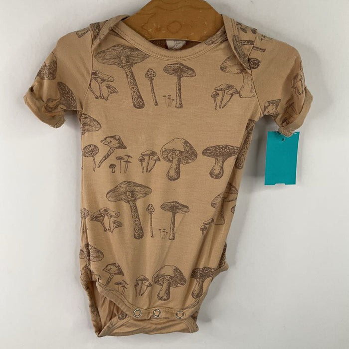 Size 0-3m: Kate Quinn Yellow Mushroom Print Onesie