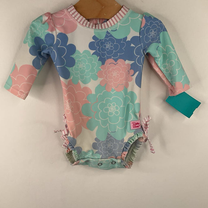 Size 0-3m: Ruffle Butts Pink/Colorful Floral Print 1pc Swim Suit