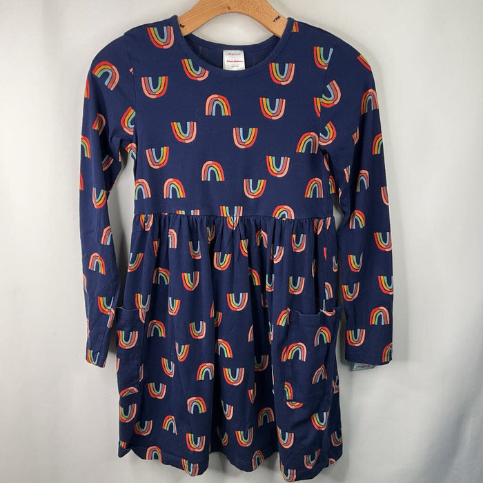 Size 10 (140): Hanna Andersson Blue Rainbows Long Sleeve Dress