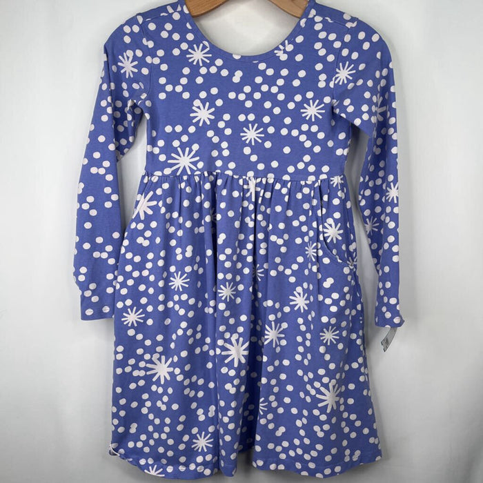 Size 10 (140): Hanna Andersson Purple White Snow Long Sleeve Dress
