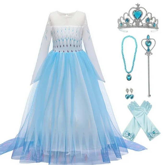 Size 12: Kawell Frozen Elsa 6pc Costume-NEW