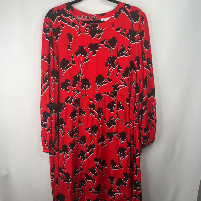 Size 12: Seraphine Red/Black Floral Log Sleeve Dress