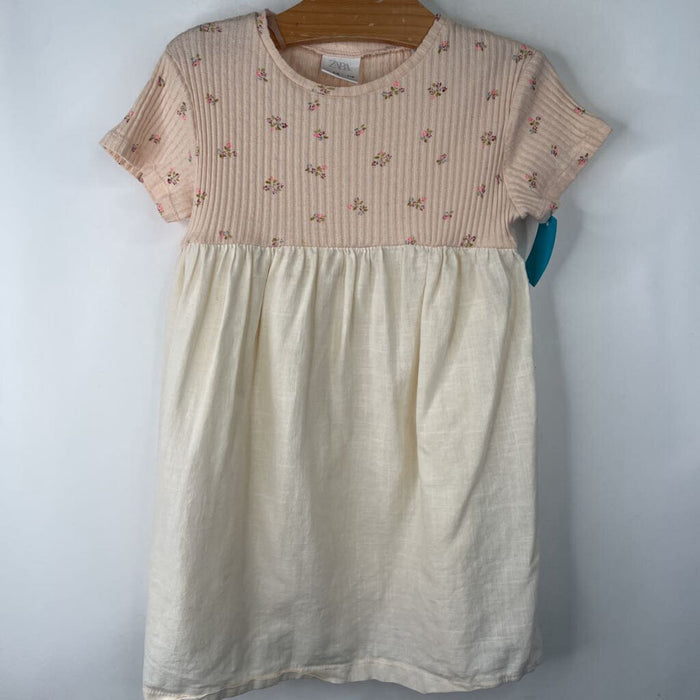 Size 4: Zara Pink/Cream Floral Short Sleeve Dress