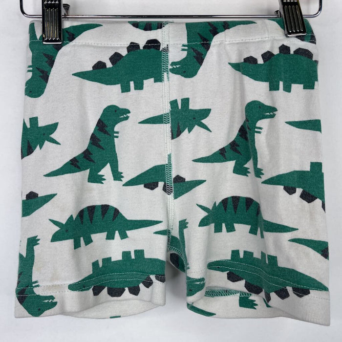 Size 5 (110): Hanna Andersson White/Green Dinosaur 2pc Shorty PJs