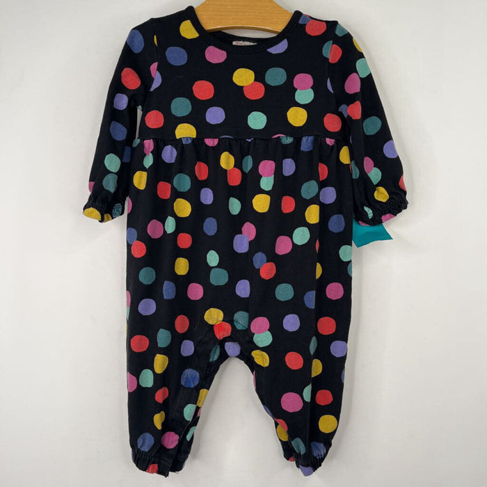Size 6-12m (70): Hanna Andersson Black/Rainbow Polka Dot Romper