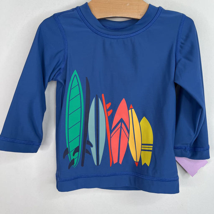 Size 6-12m (70): Hanna Andersson Blue Surf Board Rash Guard Shirt