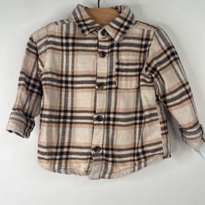 Size 6-12m: Old Navy Brown/White Button Up Long Sleeve Shirt