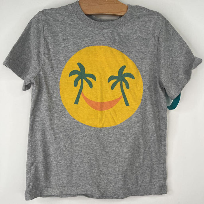 Size 6-7 (120): Hanna Andersson grey Sunshine Palm Trees T-Shirt