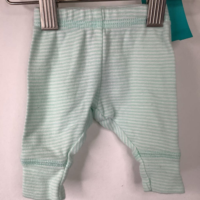 Size Preemie : Carter's White/Green Striped Leggings