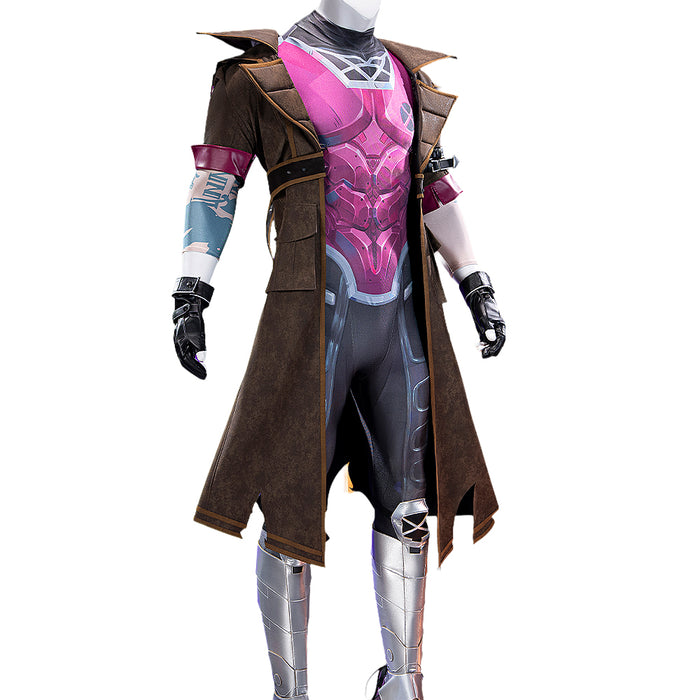 【Size S-3XL】DokiDoki-R Game Cosplay Costume Brown Coat Pink Black Bodysuit