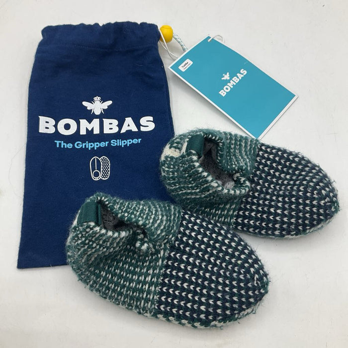 Size Toddler: Bombas Green/White Knitted Slippers