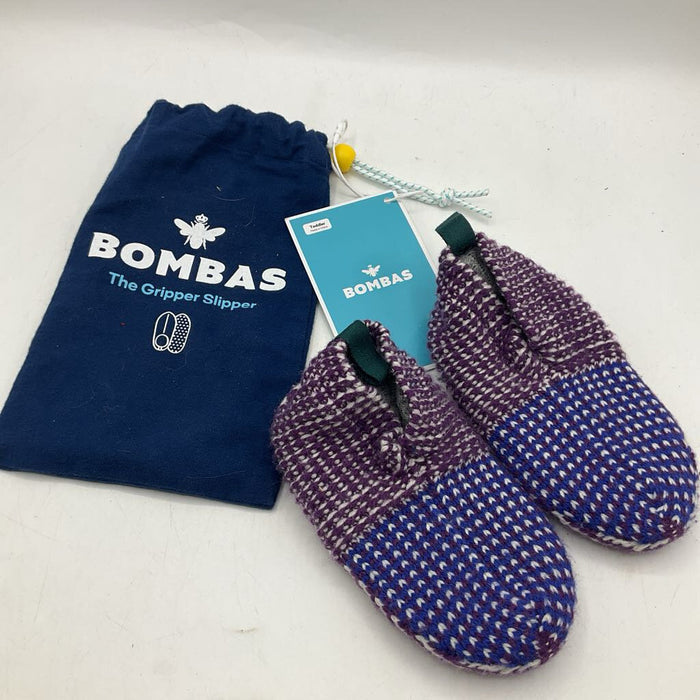 Size Toddler: Bombas Purple/White Knitted Slippers