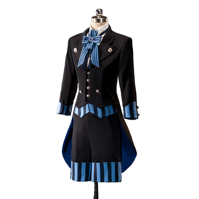 【Size XS-L】DokiDoki-R Anime Cosplay Costume Black Blue Striped Suit With Hat