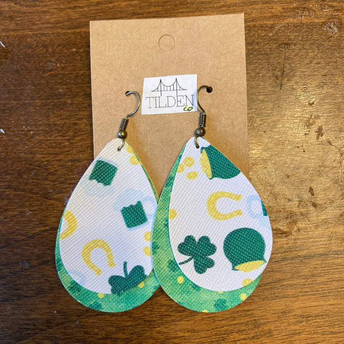 St. Patrick’s Day 1 Faux Leather Earrings earring Daydreamer Creations- Tilden Co.