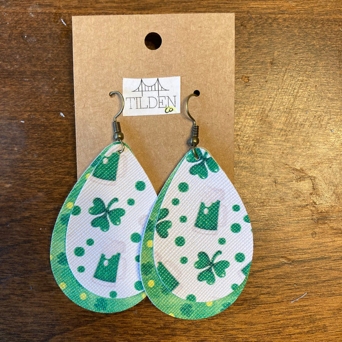 St. Patrick’s Day 2 Faux Leather Earrings earring Daydreamer Creations- Tilden Co.